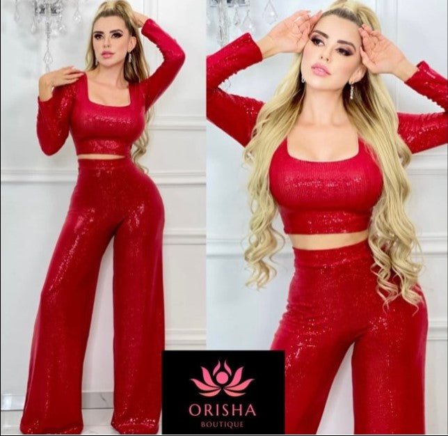 Conjunto Lentejuela Rojo